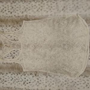 Miken Swim White Lace Tank Top Swim Cover-Up S